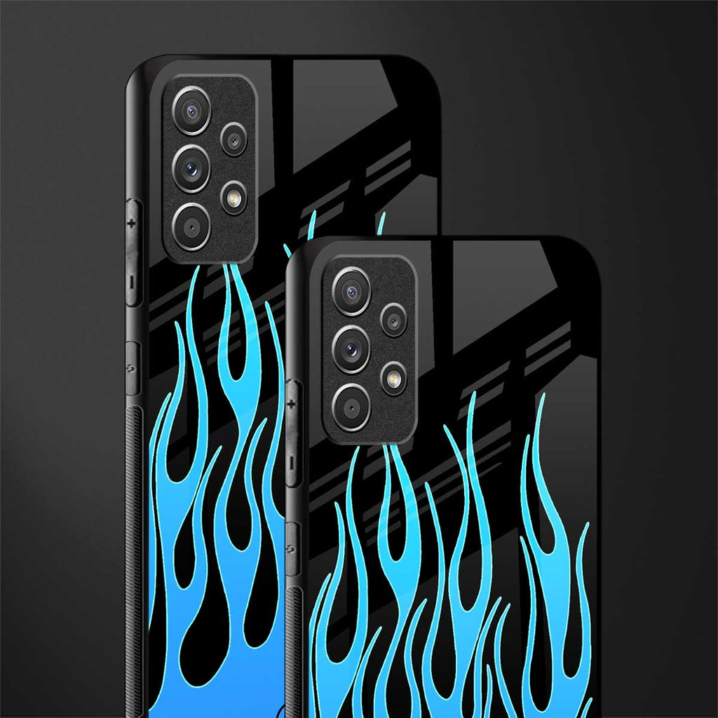 y2k blue flames glass case for samsung galaxy a72 image-2