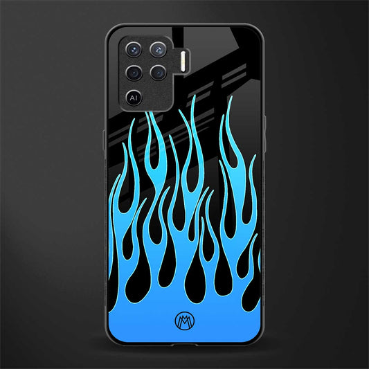 y2k blue flames glass case for oppo f19 pro image