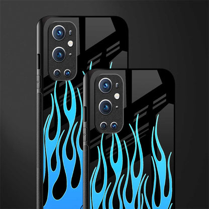 y2k blue flames glass case for oneplus 9 pro image-2