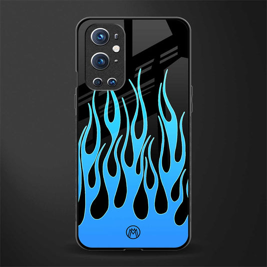 y2k blue flames glass case for oneplus 9 pro image
