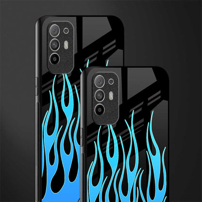 y2k blue flames glass case for oppo f19 pro plus image-2