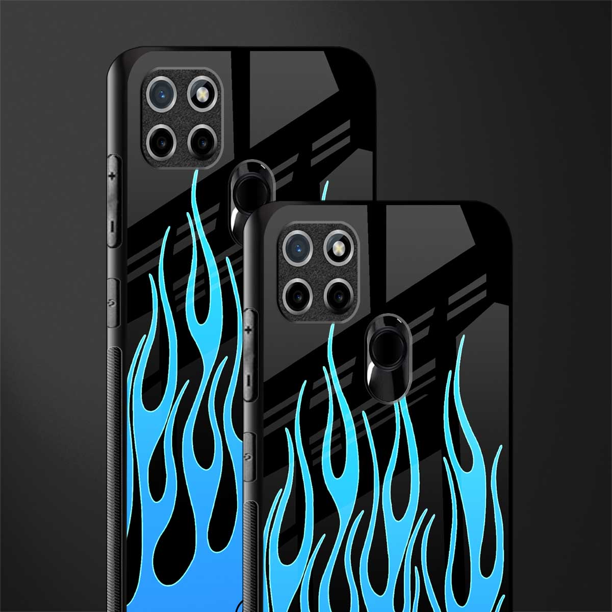 y2k blue flames glass case for realme c21 image-2