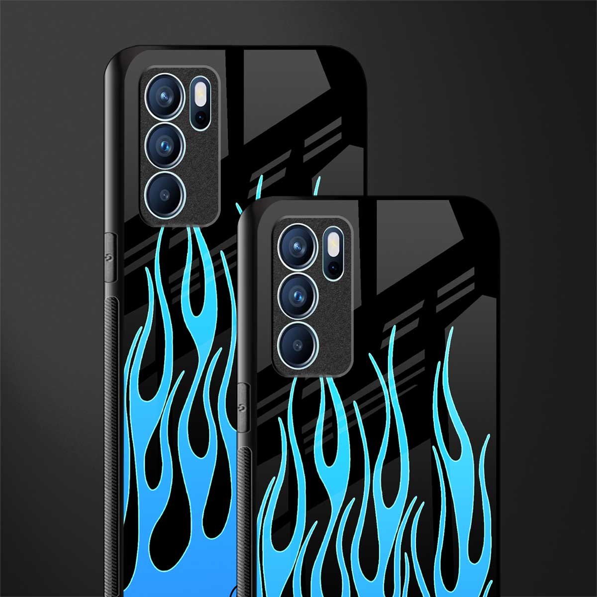 y2k blue flames glass case for oppo reno6 pro 5g image-2