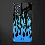 y2k blue flames glass case for oppo reno6 pro 5g image