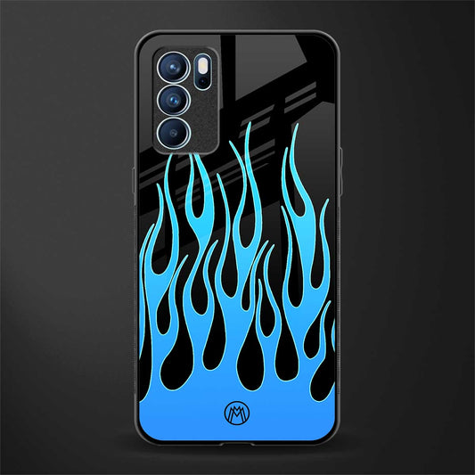 y2k blue flames glass case for oppo reno6 5g image