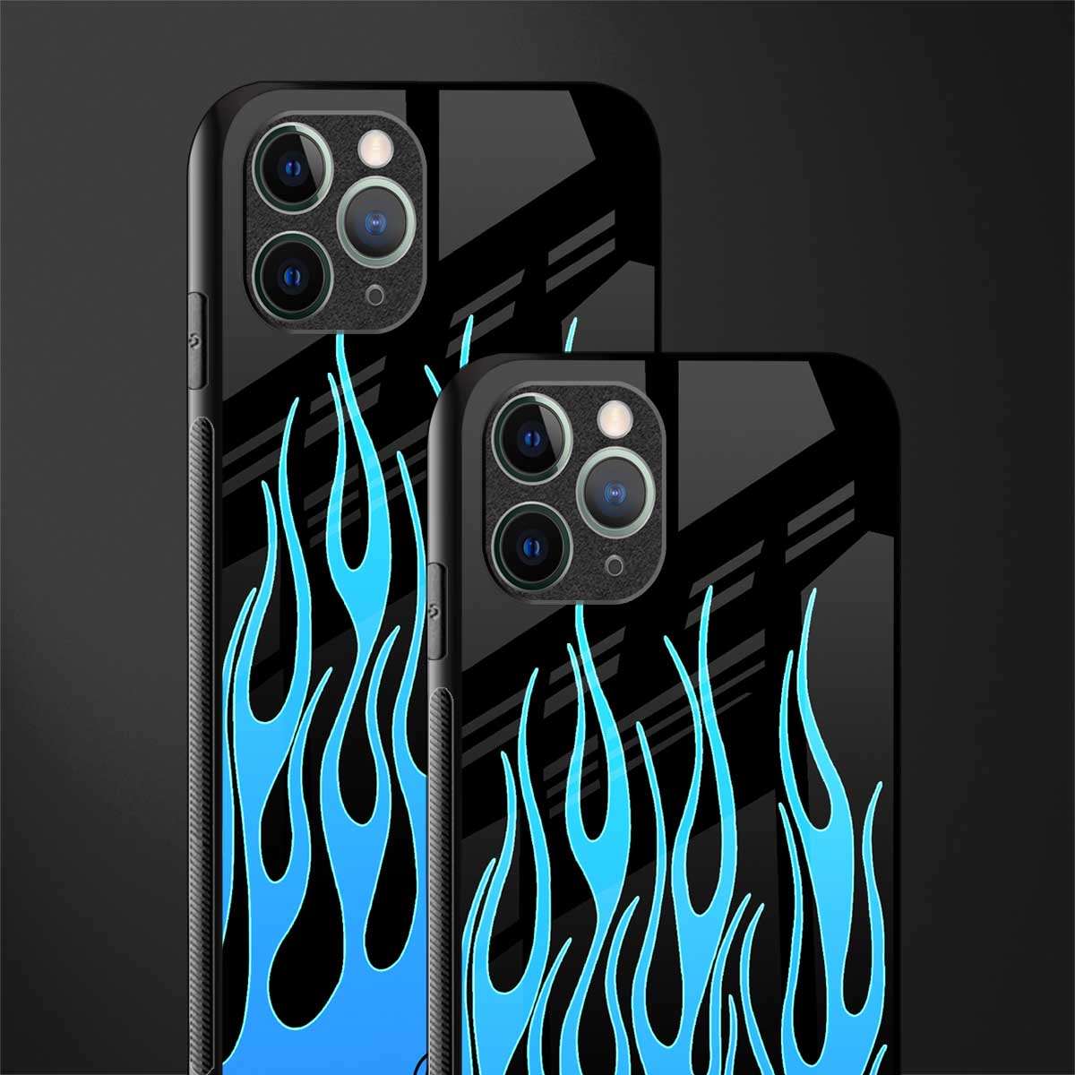 y2k blue flames glass case for iphone 11 pro max image-2