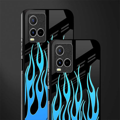 y2k blue flames glass case for vivo y21t image-2