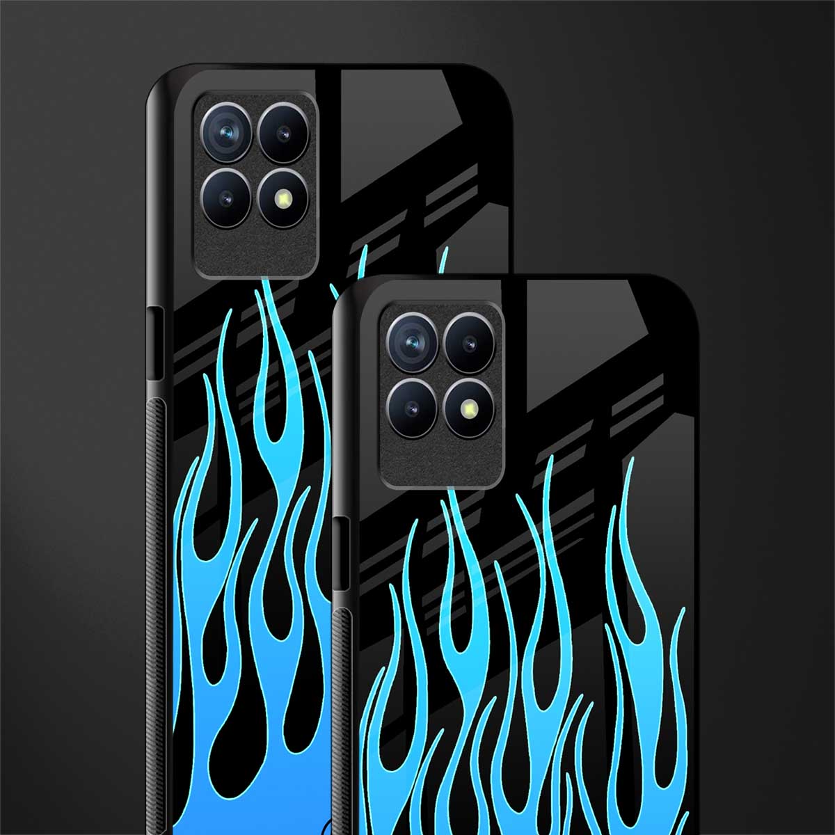 y2k blue flames glass case for realme 8i image-2