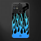 y2k blue flames back phone cover | glass case for realme narzo 50a