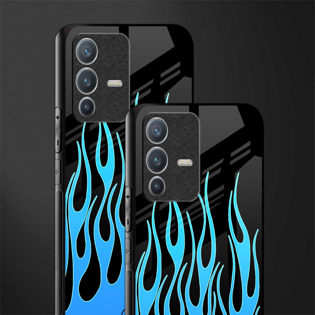 y2k blue flames glass case for vivo v23 pro 5g image-2