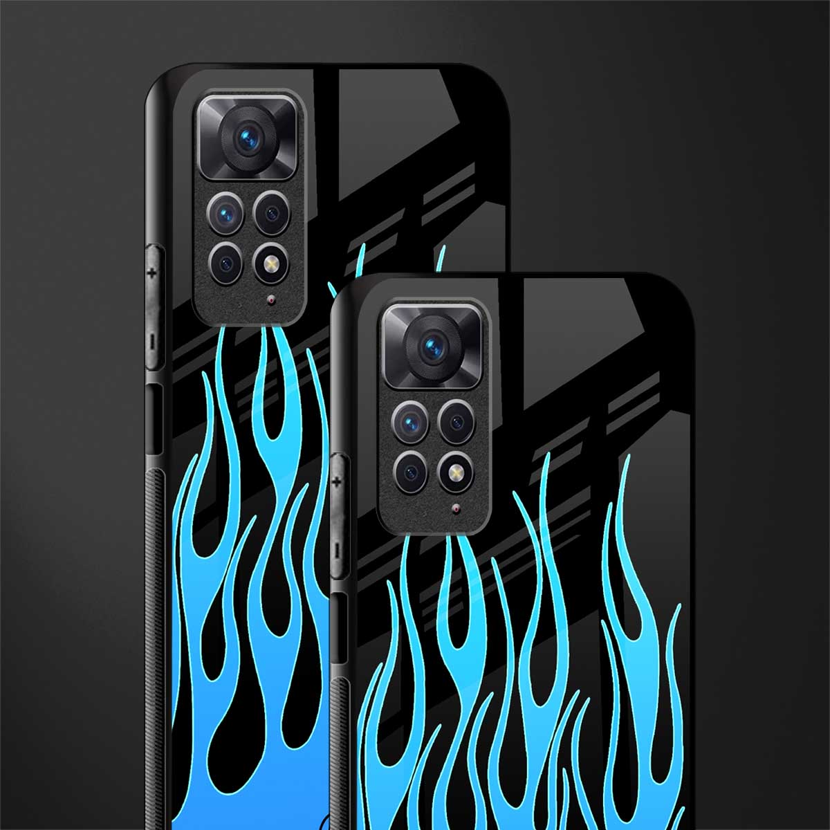 y2k blue flames back phone cover | glass case for redmi note 11 pro plus 4g/5g