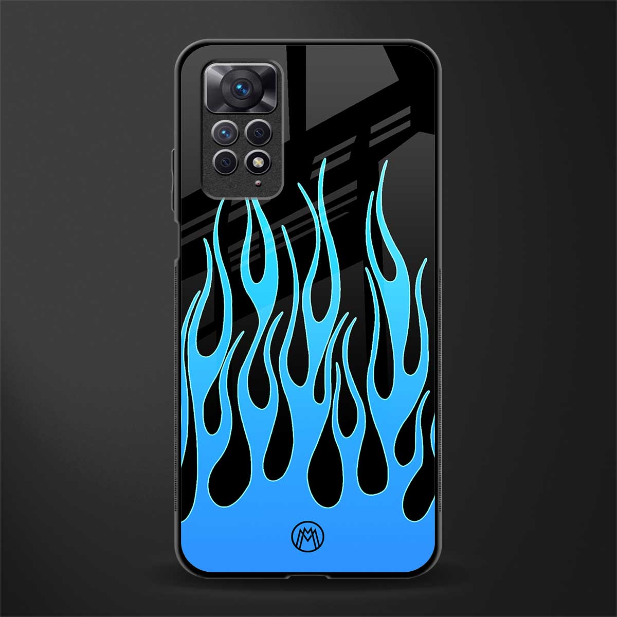 y2k blue flames back phone cover | glass case for redmi note 11 pro plus 4g/5g
