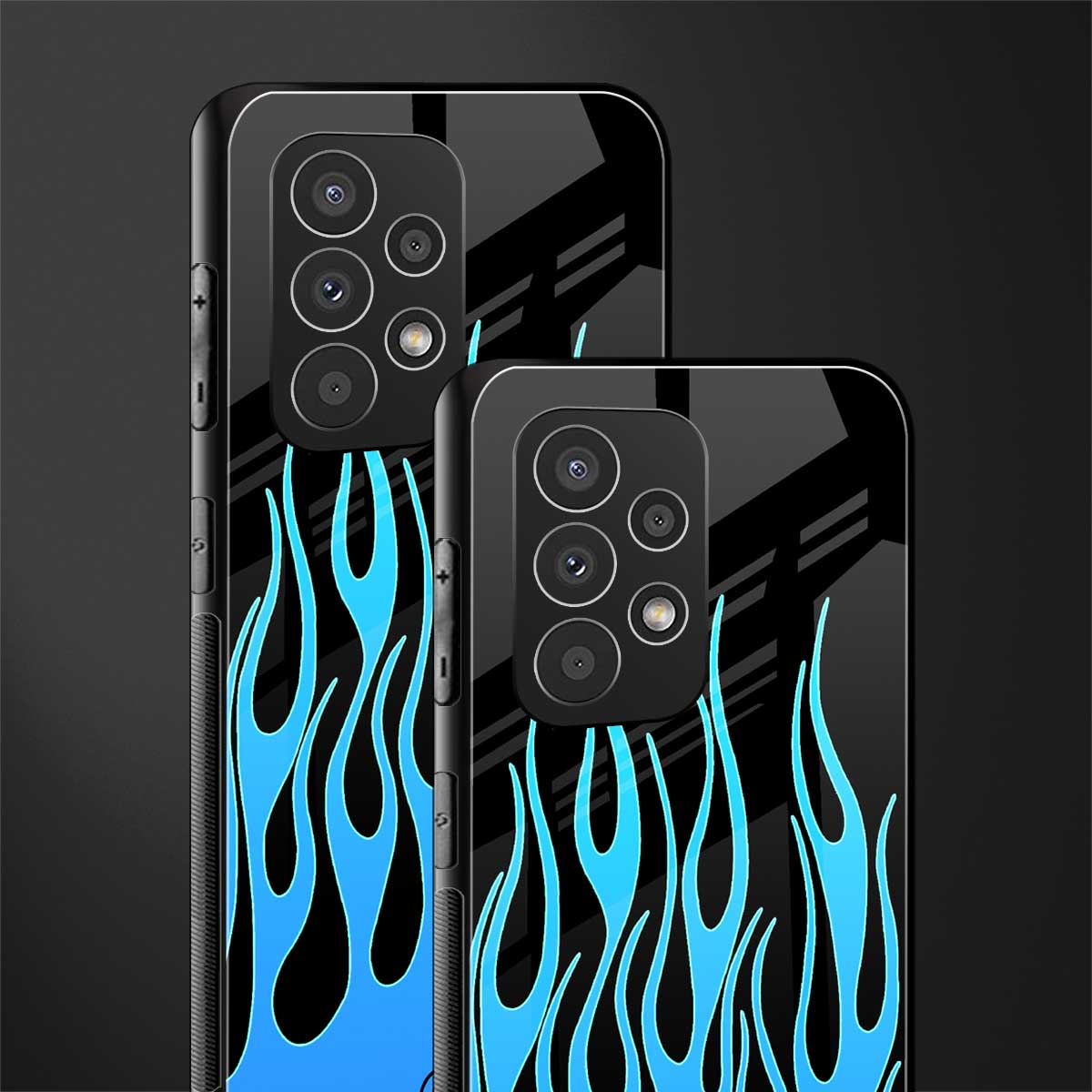 y2k blue flames back phone cover | glass case for samsung galaxy a23