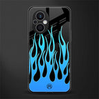 y2k blue flames back phone cover | glass case for oppo f21 pro 5g