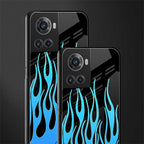 y2k blue flames back phone cover | glass case for oneplus 10r 5g