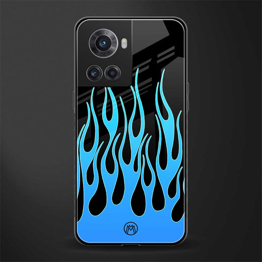 y2k blue flames back phone cover | glass case for oneplus 10r 5g