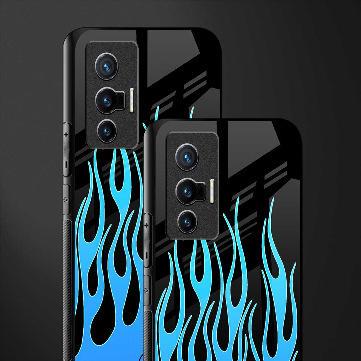 y2k blue flames glass case for vivo x70 image-2