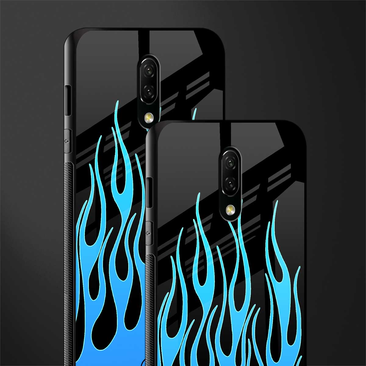 y2k blue flames glass case for oneplus 7 image-2