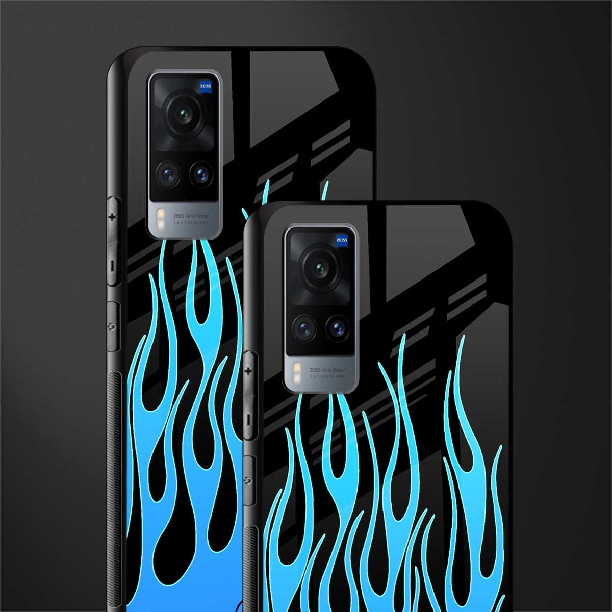 y2k blue flames glass case for vivo x60 image-2