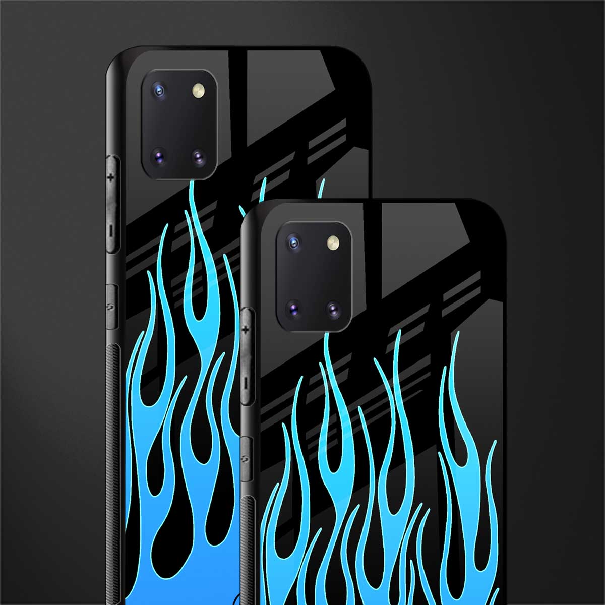 y2k blue flames glass case for samsung a81 image-2