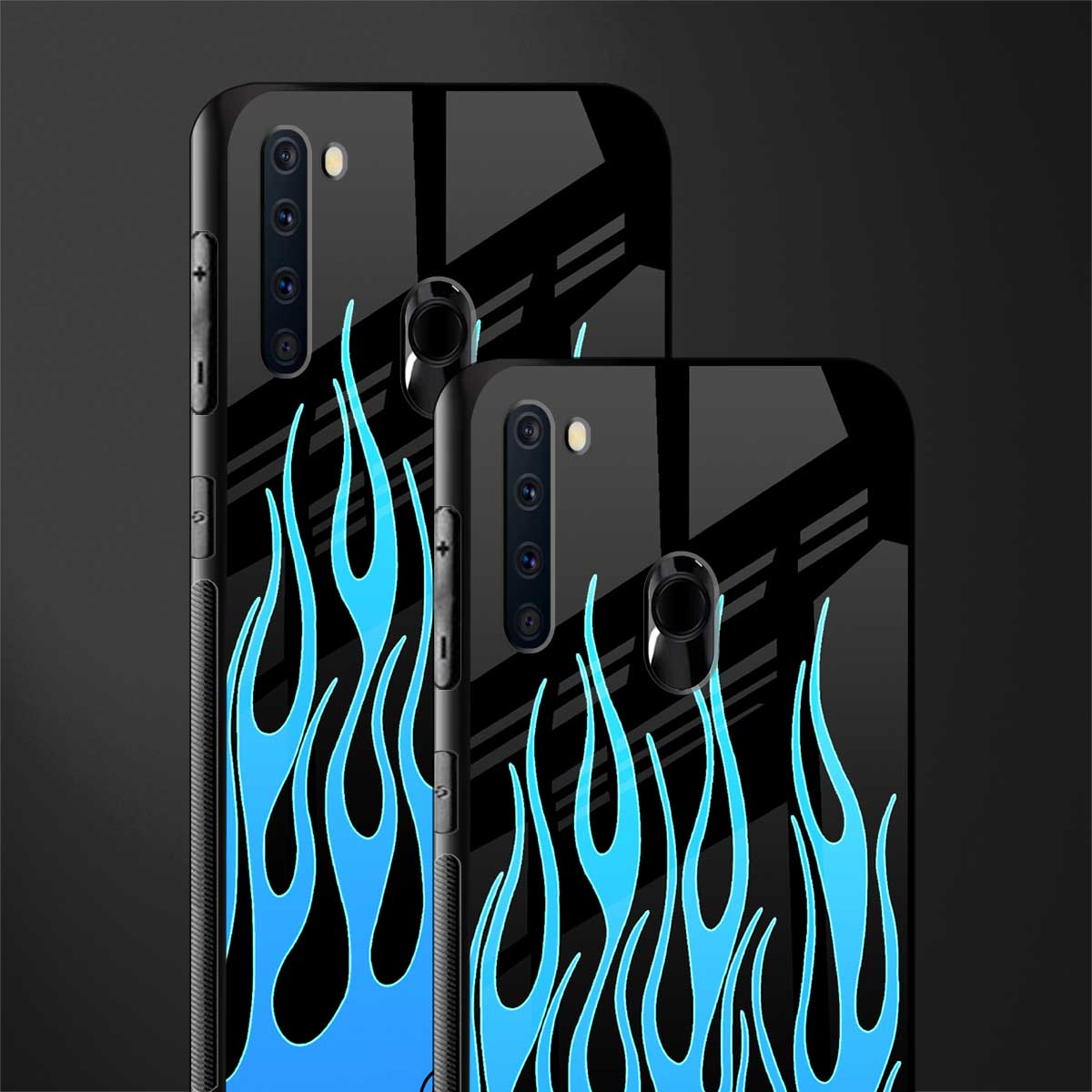 y2k blue flames glass case for samsung a21 image-2