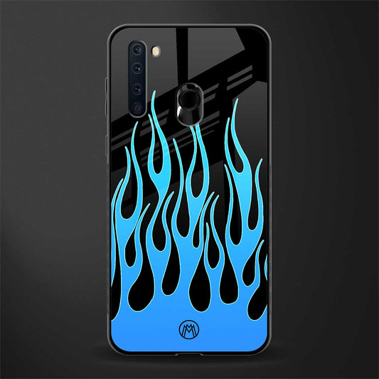 y2k blue flames glass case for samsung a21 image