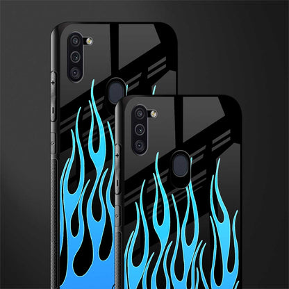 y2k blue flames glass case for samsung galaxy m11 image-2