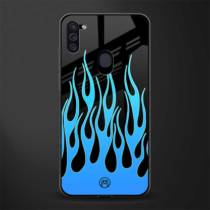 y2k blue flames glass case for samsung a11 image