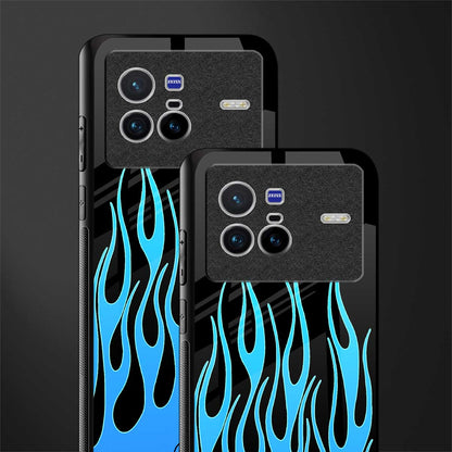 y2k blue flames glass case for vivo x80 image-2