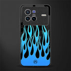 y2k blue flames glass case for vivo x80 image