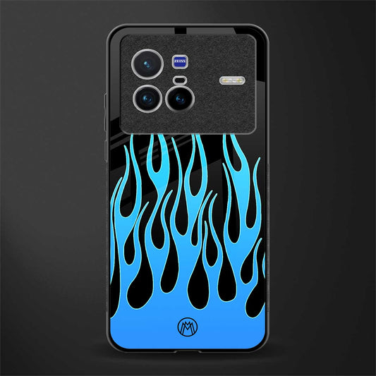 y2k blue flames glass case for vivo x80 image