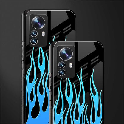y2k blue flames back phone cover | glass case for xiaomi 12 pro