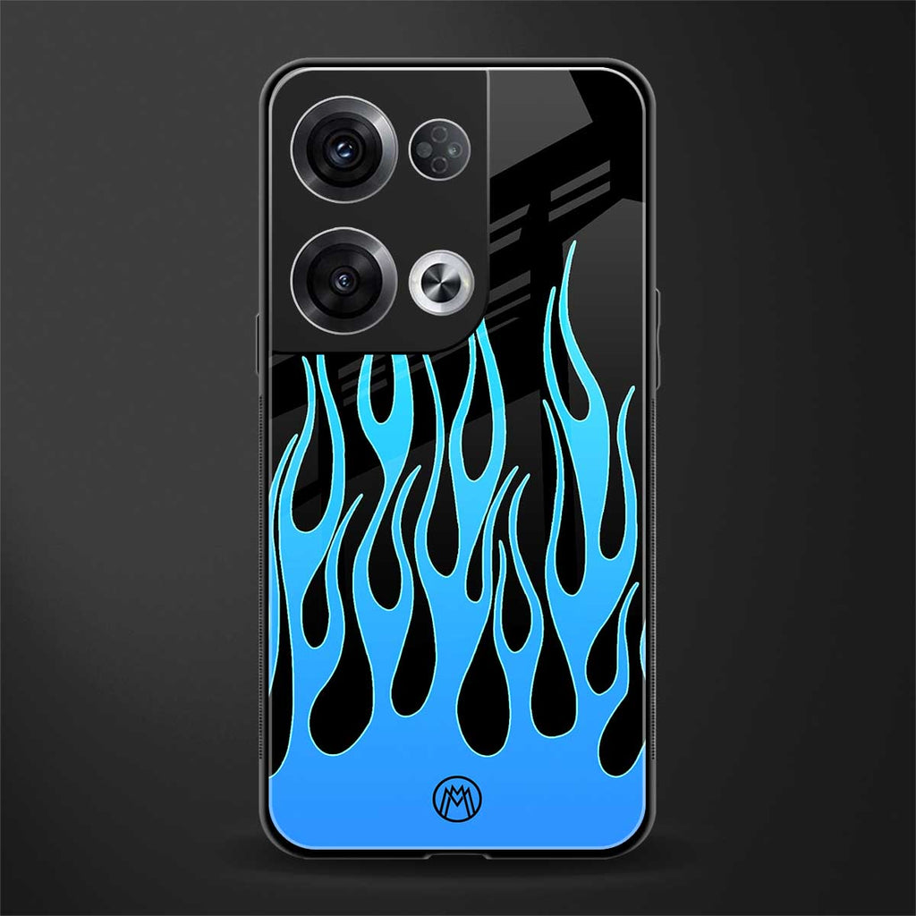 y2k blue flames back phone cover | glass case for oppo reno 8 pro