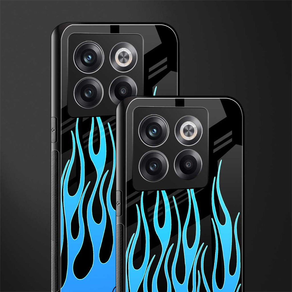 y2k blue flames back phone cover | glass case for oneplus 10t
