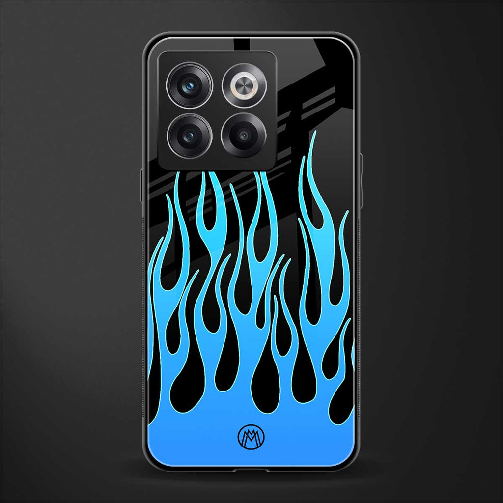 y2k blue flames back phone cover | glass case for oneplus 10t