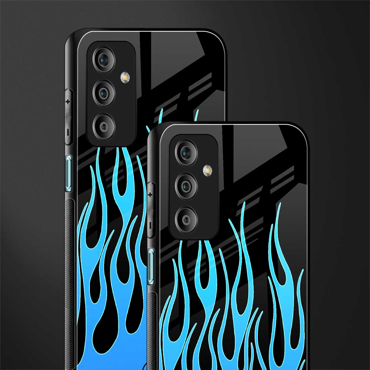 y2k blue flames back phone cover | glass case for samsung galaxy f23 5g