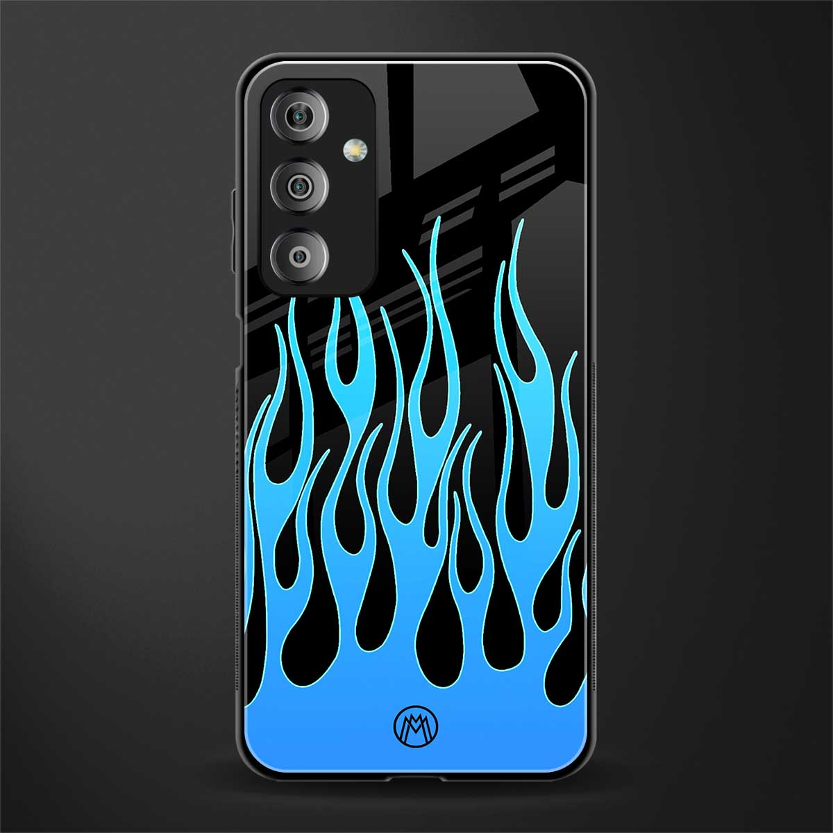 y2k blue flames back phone cover | glass case for samsung galaxy f23 5g