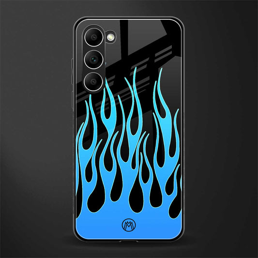Y2k-Blue-Flames-Glass-Case for phone case | glass case for samsung galaxy s23 plus
