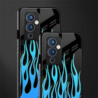 y2k blue flames back phone cover | glass case for oneplus 9