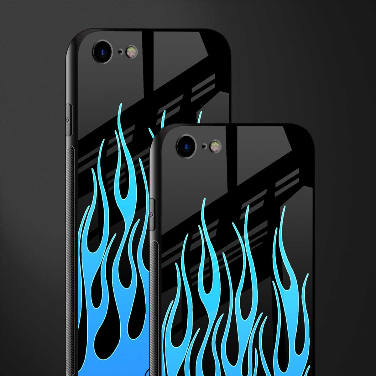y2k blue flames glass case for iphone 7 image-2
