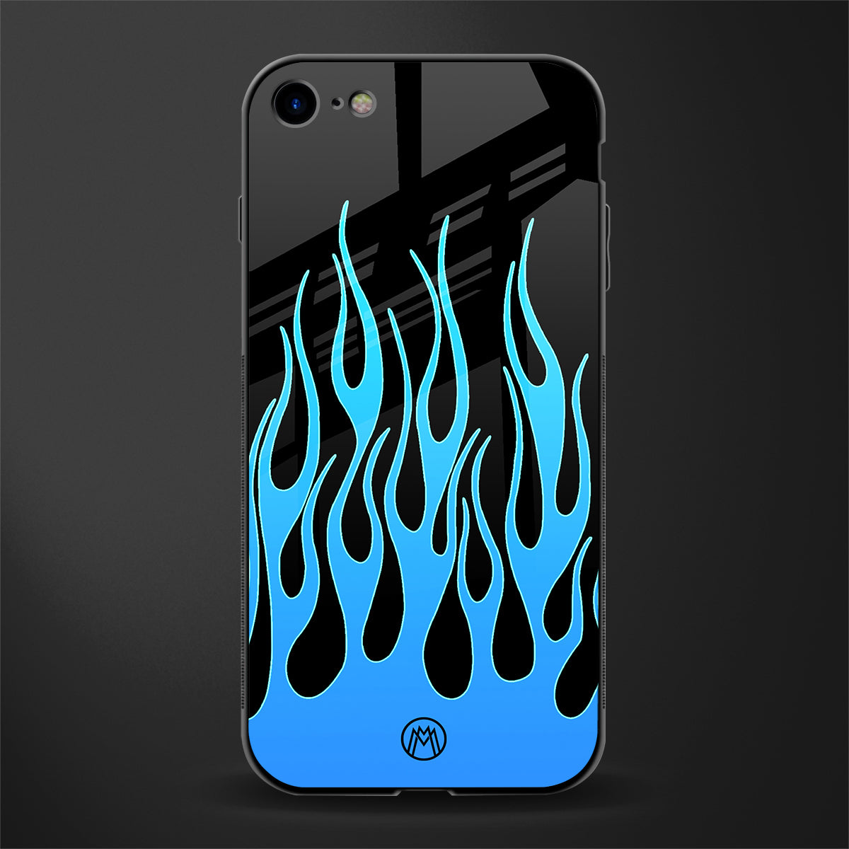 y2k blue flames glass case for iphone se 2020 image