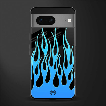 y2k blue flames back phone cover | glass case for google pixel 7