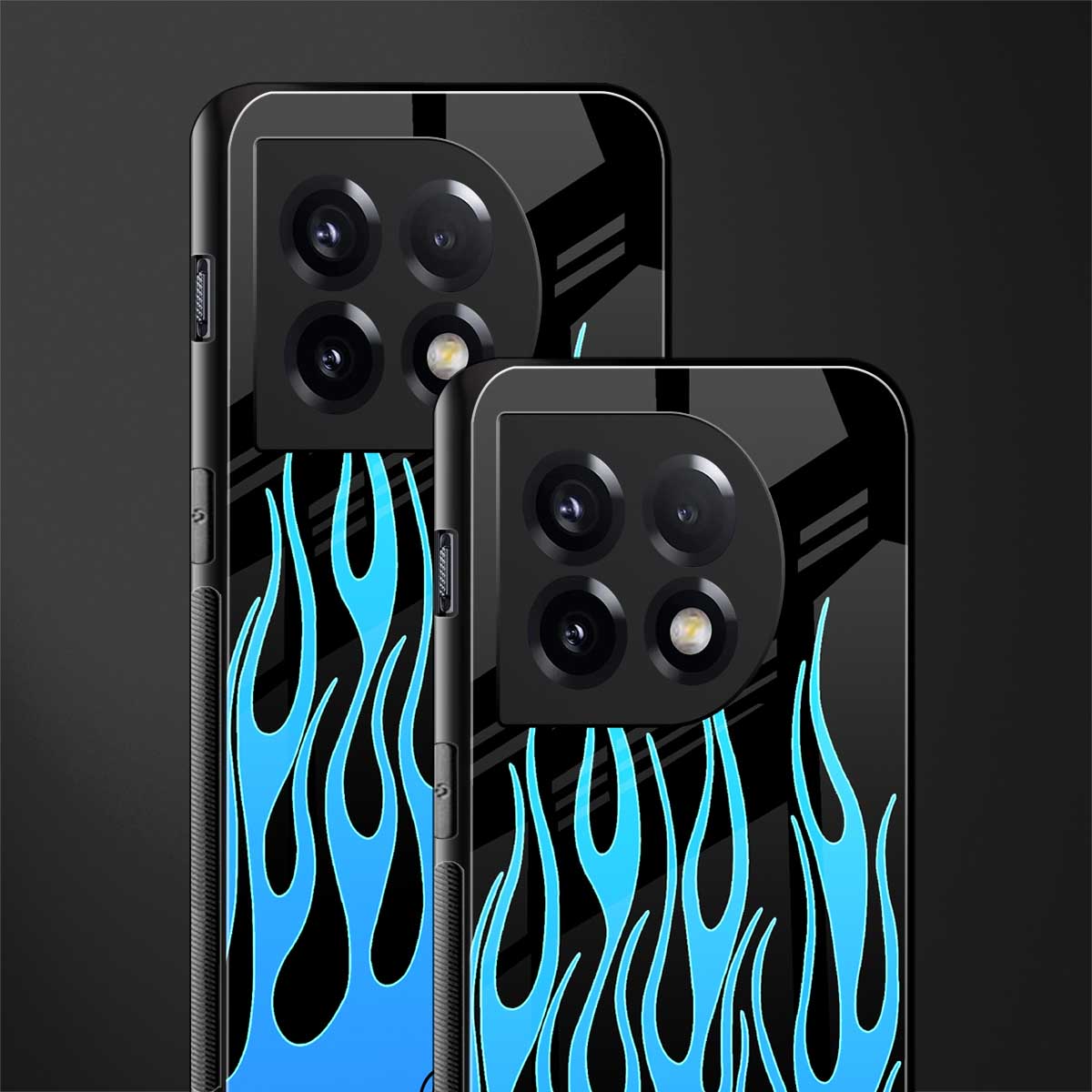 y2k blue flames back phone cover | glass case for oneplus 11