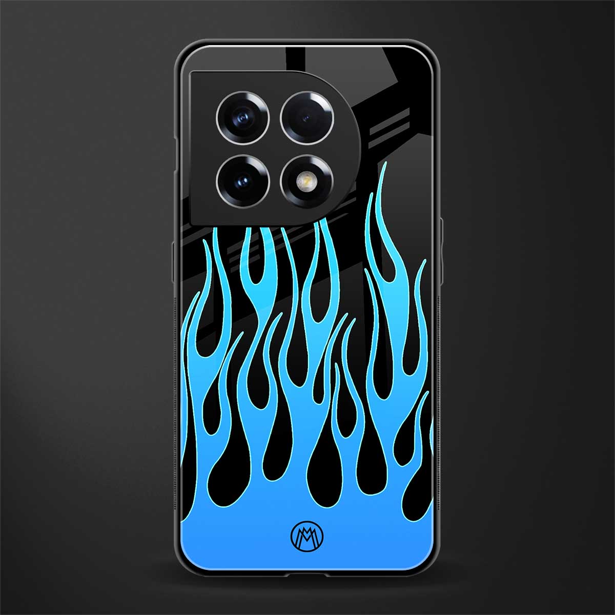 y2k blue flames back phone cover | glass case for oneplus 11