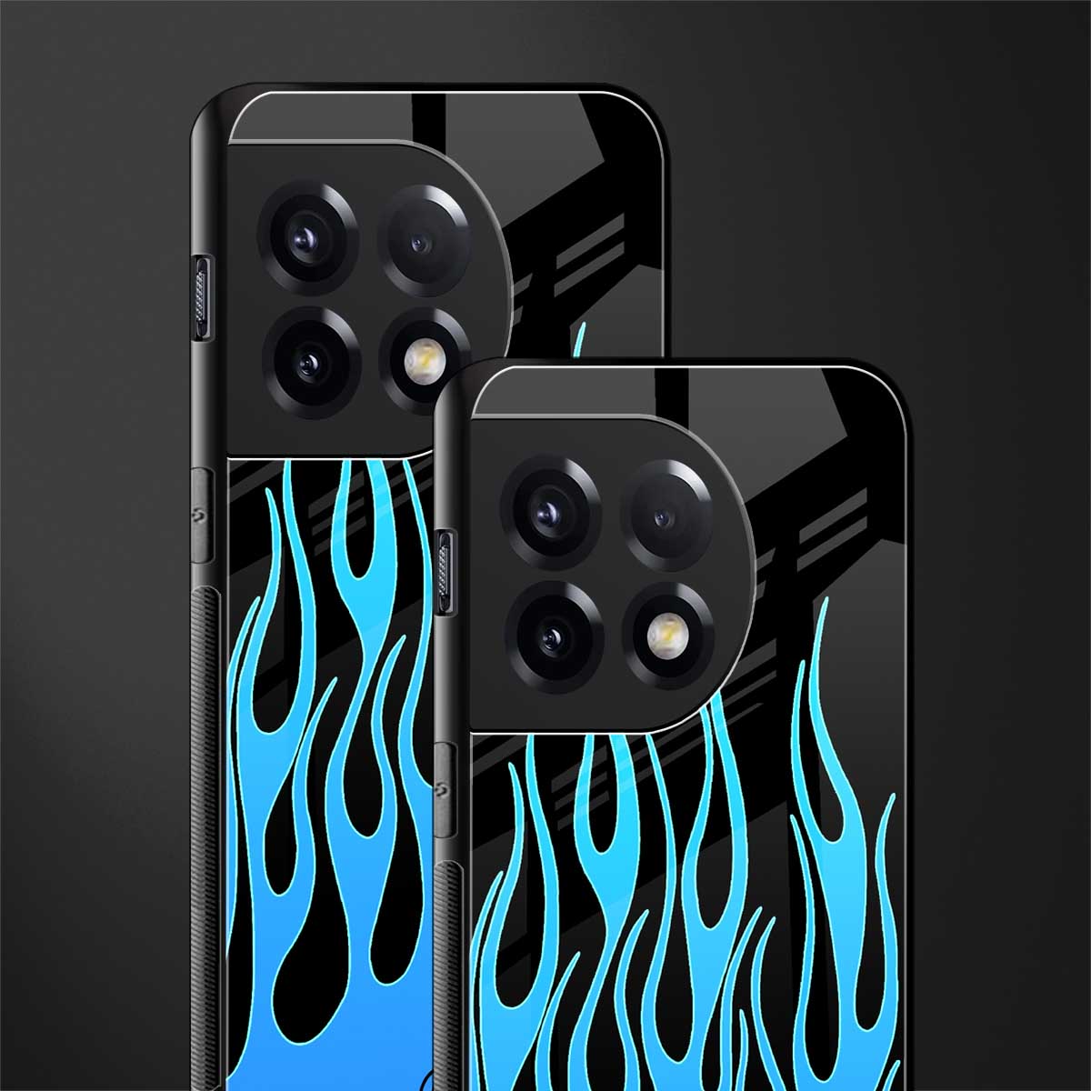 y2k blue flames back phone cover | glass case for oneplus 11r