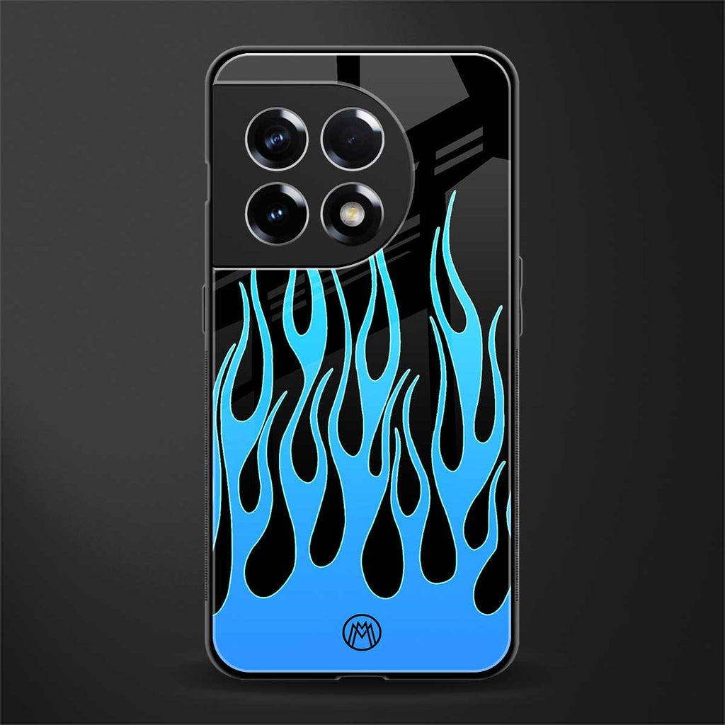y2k blue flames back phone cover | glass case for oneplus 11r
