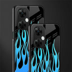 y2k blue flames back phone cover | glass case for oneplus nord ce 3 lite