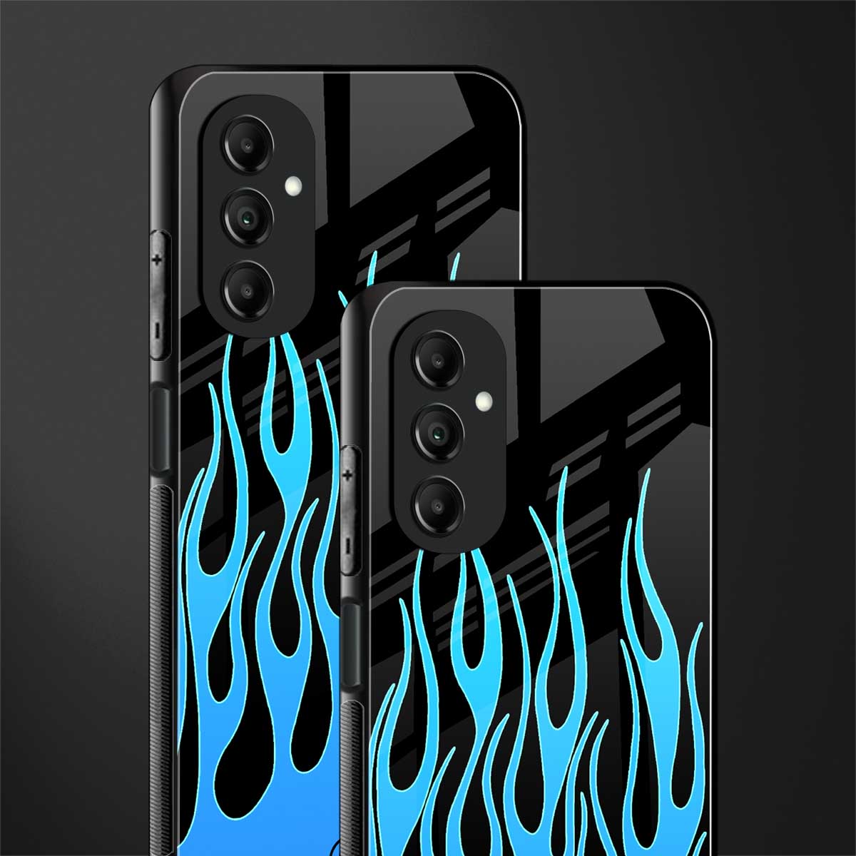 y2k blue flames back phone cover | glass case for samsung galaxy a14 5g
