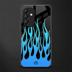 y2k blue flames back phone cover | glass case for samsung galaxy a14 5g