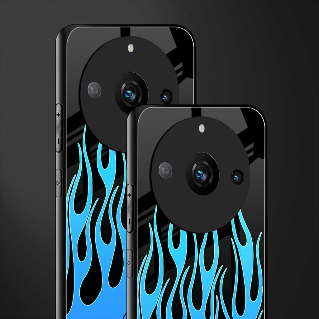 y2k blue flames back phone cover | glass case for realme 11 pro 5g